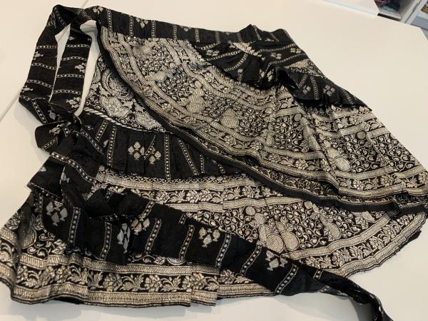 Vintage Mini Brocade Wrap Skirt Black