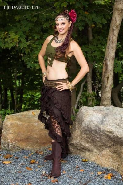 Steampunk Long Bustle Skirt Mocha picture