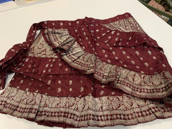 Vintage Mini Brocade Wrap Skirt Maroon picture