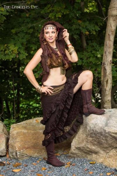 Steampunk Long Bustle Skirt Mocha picture