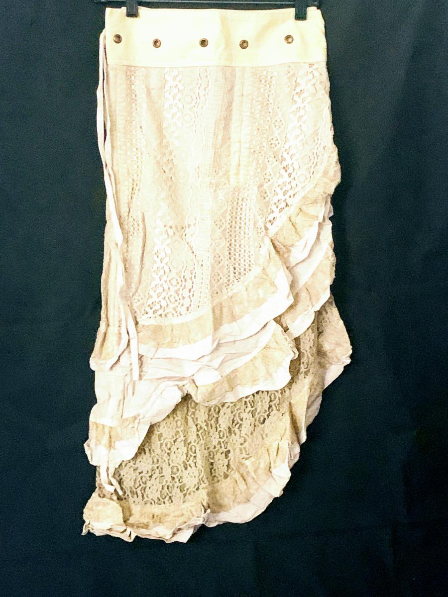 Steampunk Long Bustle Skirt Victorian/Offwhite picture