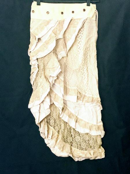 Steampunk Long Bustle Skirt Victorian/Offwhite