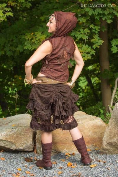 Steampunk Long Bustle Skirt Mocha picture