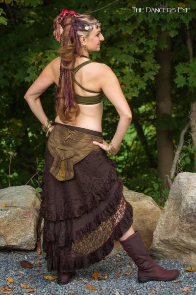 Steampunk Long Bustle Skirt Mocha picture