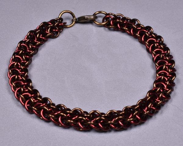 Copper Chainmail Bracelet - Rose and Brown