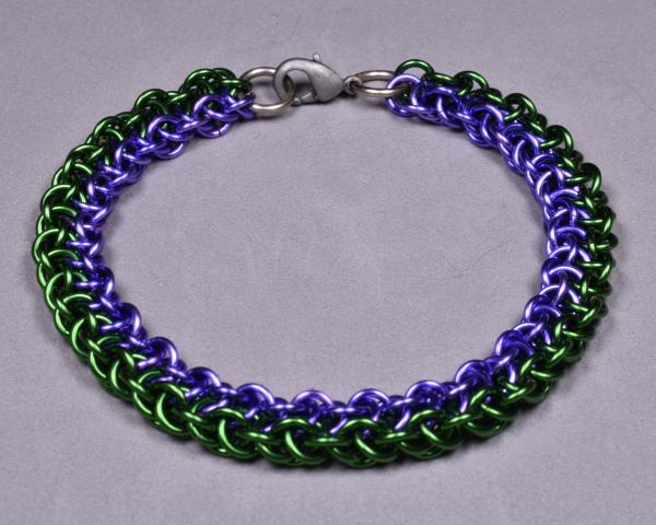 Copper Chainmail Bracelet - Lavender and Green