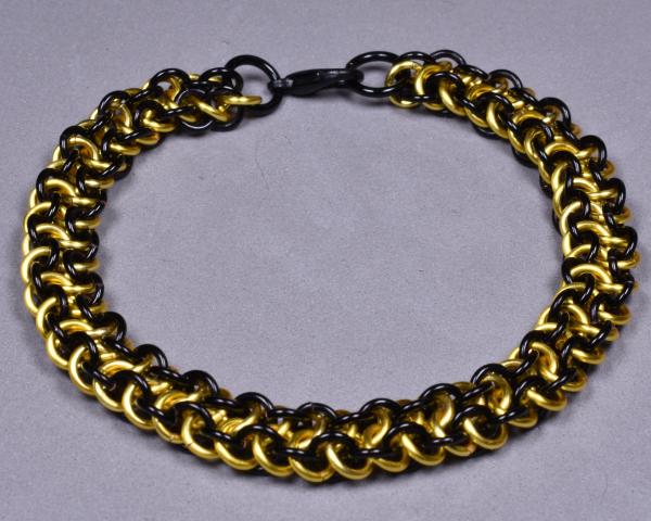 Copper Chainmail Bracelet - Black and Yellow