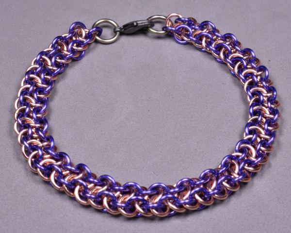 Copper Chainmail Bracelet - Rose and Baby Blue