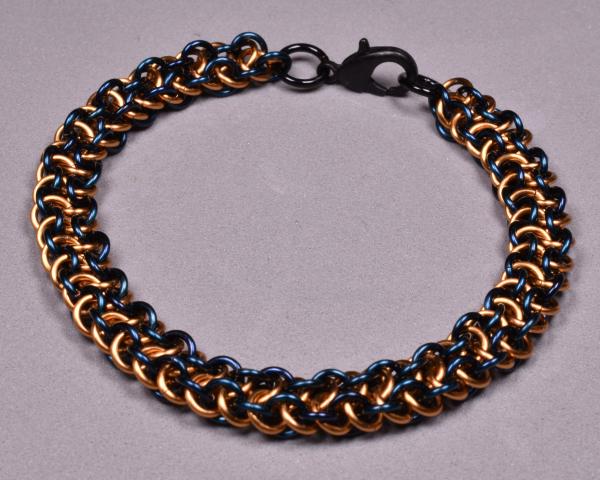 Copper Chainmail Bracelet - Navy Blue and Bronze