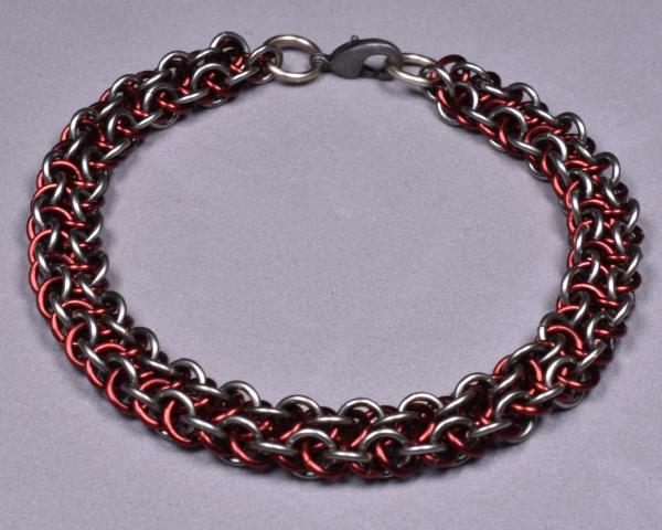 Copper Chainmail Bracelet - Grey and Burgundy