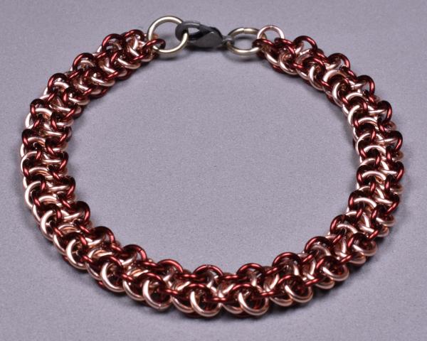 Copper Chainmail Bracelet - Rose and Burgundy