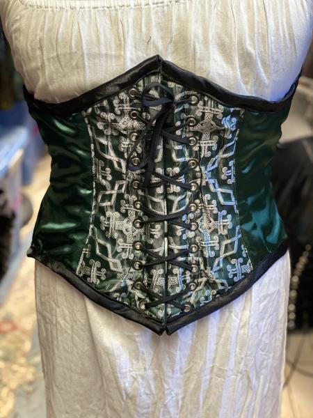 Waist Cincher - 23" Waist - Celtic Cross - Hunter Green/Pearl