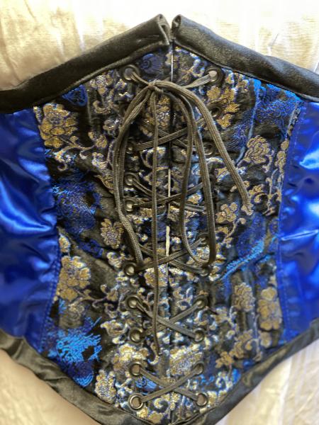 Waist Cincher - 24" Waist - Dragon Rose - Blue/Gold/Black picture