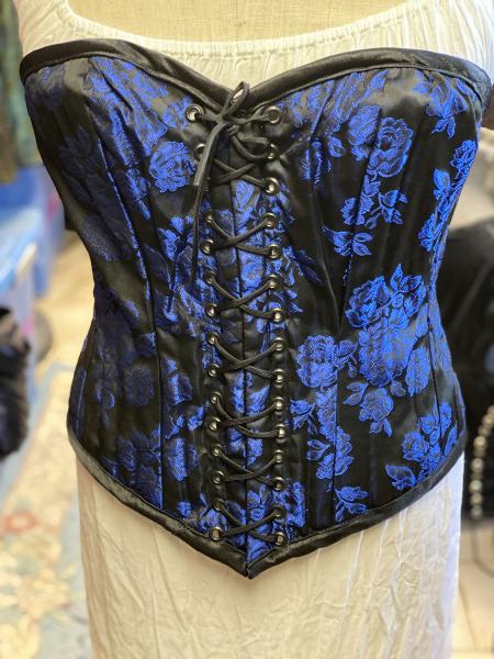 Henrietta OB - 28" Waist - Cabbage Rose - Deva Blue/Black picture