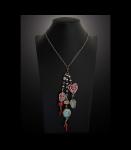 Fine Porcelain Ancient Blue & Red Lariat Necklace. Adjustable 20" to 36""