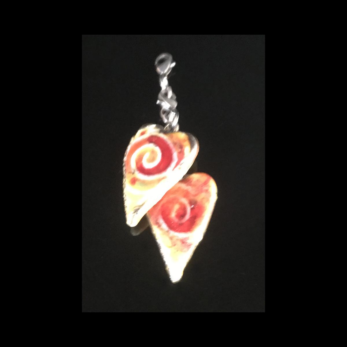 Fine Porcelain Red and Orange Crystal Small Heart Necklace with Detachable Charms picture