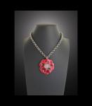 Fine Porcelain Red Flower Necklace 20".