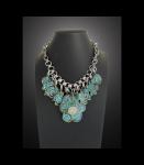 Fine Porcelain Deep Turquoise Flower Statement Necklace