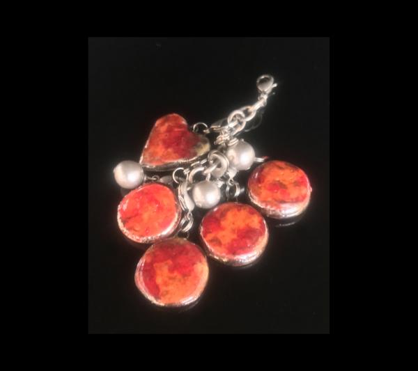 Fine Porcelain Orange Heart Lariat Necklace, Adjustable 20" to 36" picture
