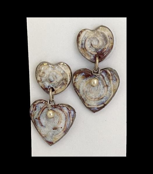 Fine Porcelain Post Heart Earring in Ancient White. 1.25" Long picture