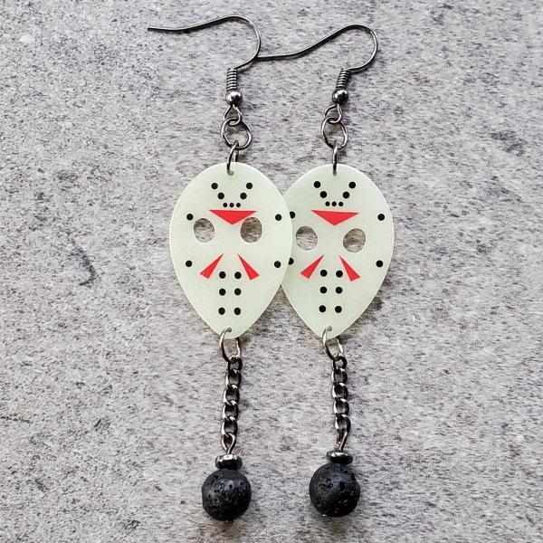 Jason Hockey Mask Guitar Pick Earrings