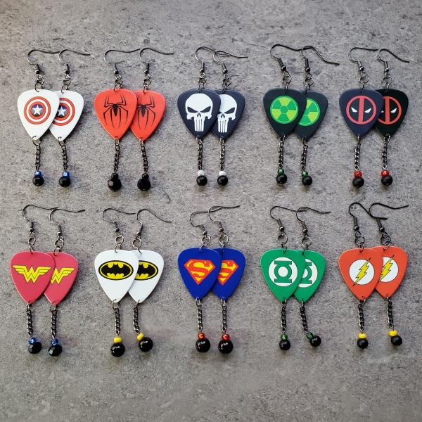 Superhero Guitar Pick Earrings