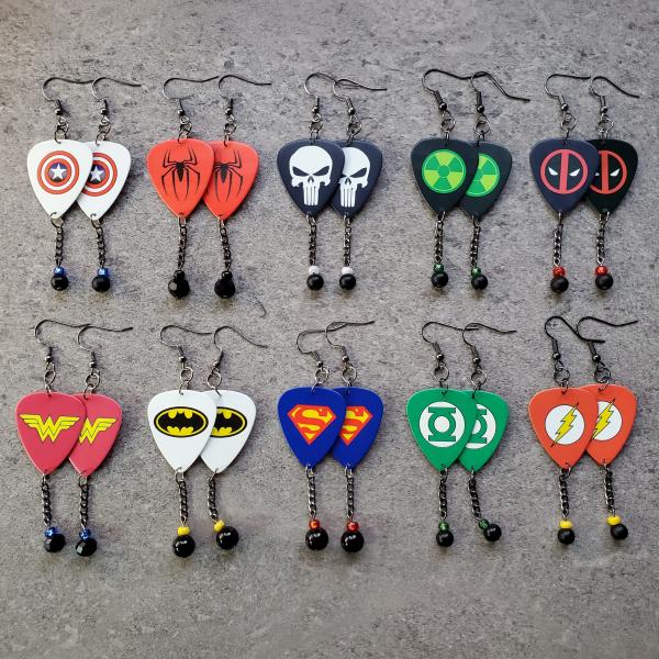 Superhero Guitar Pick Earrings picture