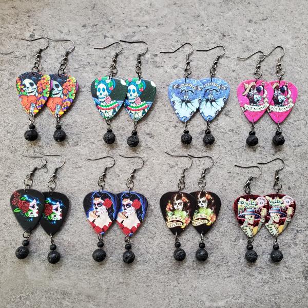 Día de los Muertos Guitar Pick Earrings picture