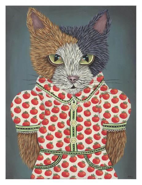 NOTE CARD-"Kitty's Tomato Dress" picture