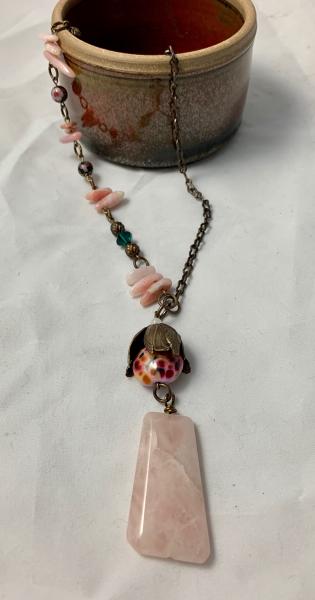 Rose quartz and pink opal necklace picture