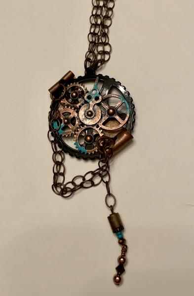 Steampunk gears necklace picture