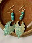 Turquoise and brass earrings