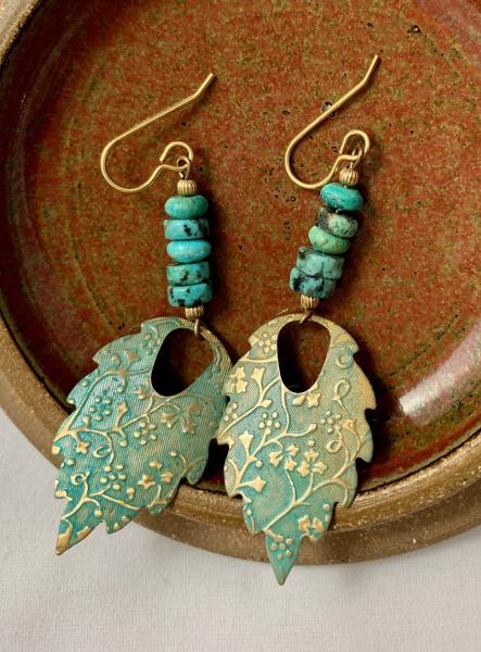 Turquoise and brass earrings picture