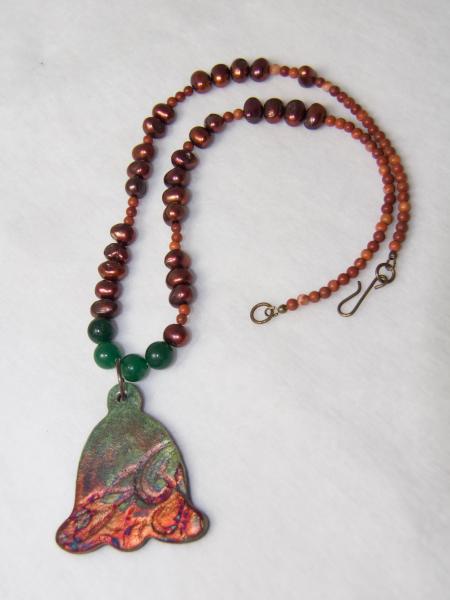 Copper Bell Raku necklace picture