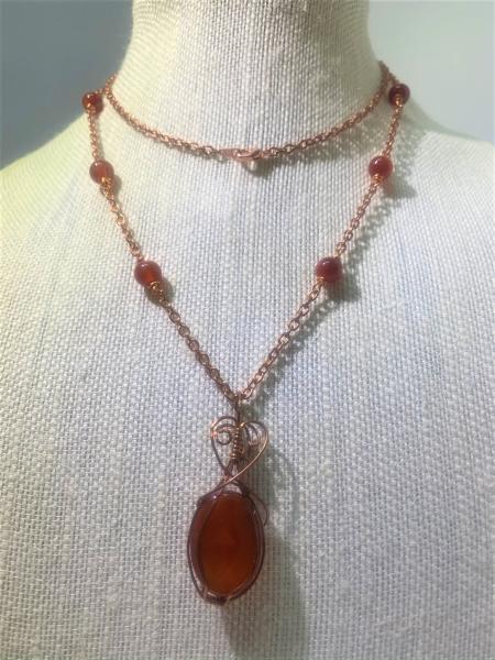 Copper Wrapped Carnelian Necklace #113 picture