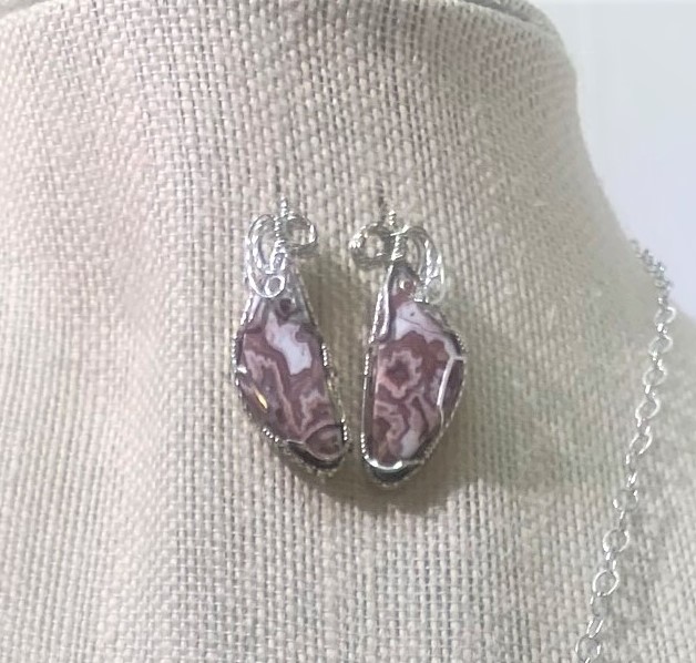 Lace Agate Earrings #110 picture