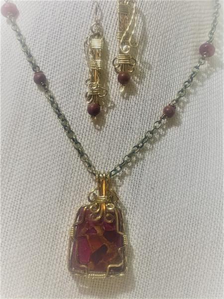 Ruby Quartz Trapezoid Necklace #880 picture