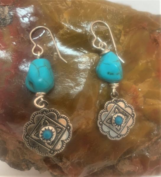 Western Style Turquoise Earrings #1200 picture