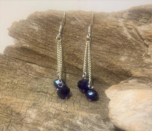 Blue Double Dangle SS Earrings #356 picture