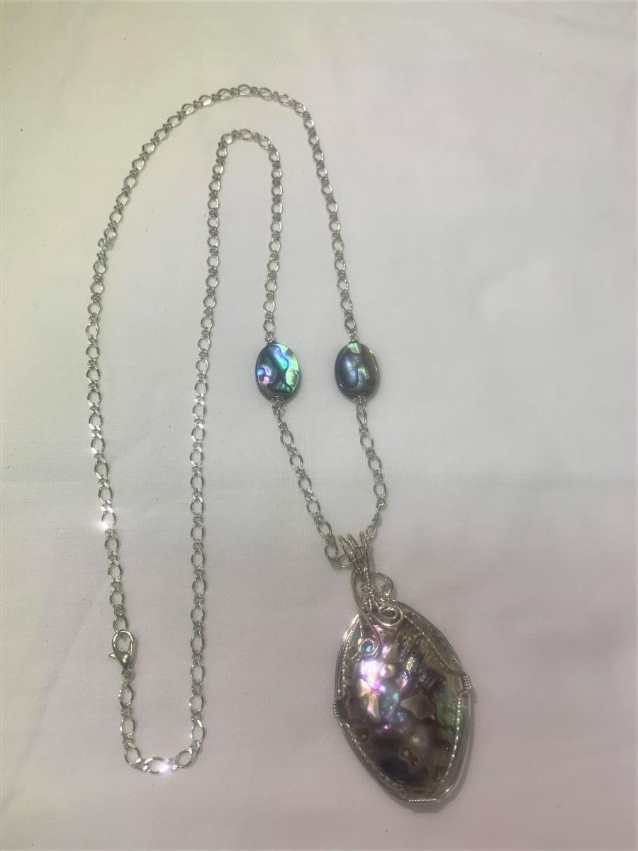 Abalone Sterling Silver Wrapped Necklace #107 picture