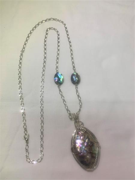 Abalone Sterling Silver Wrapped Necklace #107 picture