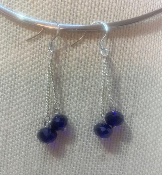 Blue Double Dangle SS Earrings #356