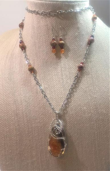 Carnelian Agate Wrapped Necklace #317 picture