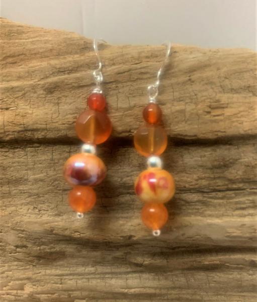 Carnelian Agate Drop Earrings #318 picture