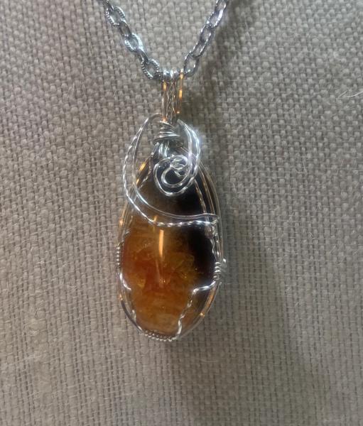 Carnelian Agate Wrapped Necklace #317 picture