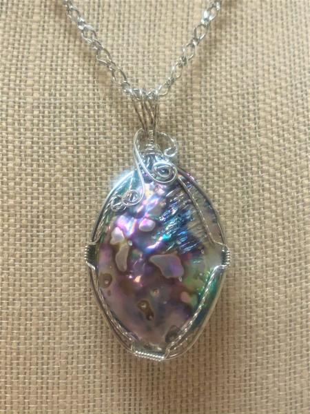 Abalone Sterling Silver Wrapped Necklace #107 picture