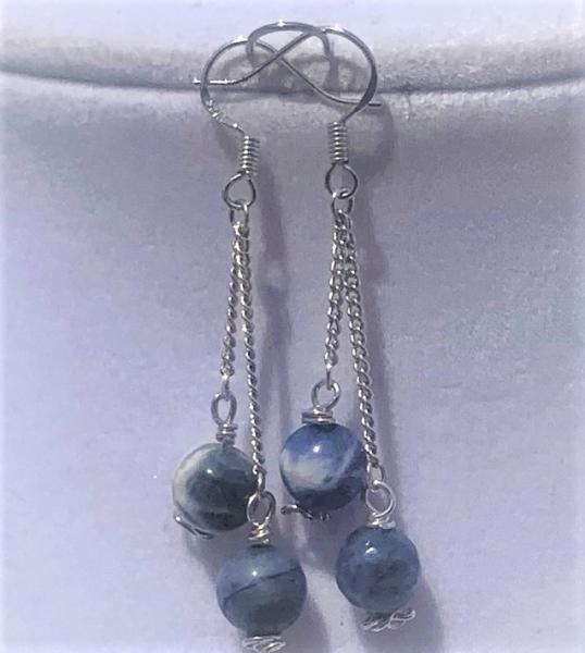 Blue Sodalite Stone Earrings Pair #102 picture
