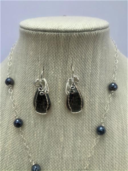Black Coral SS Wrapped Earrings #106 picture
