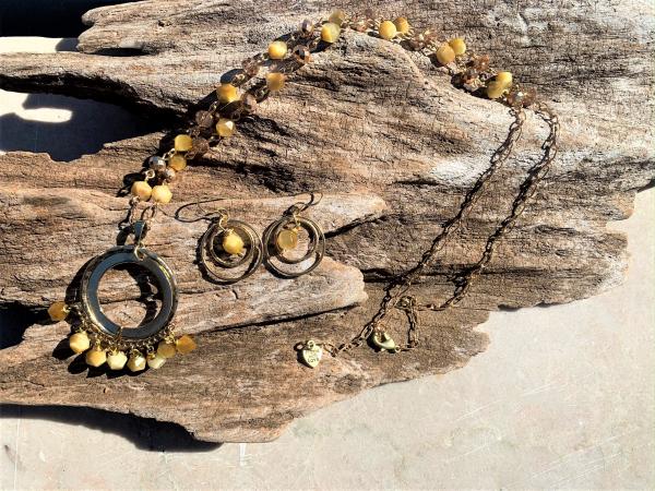 Gold Circle Dangle Necklace #803 picture