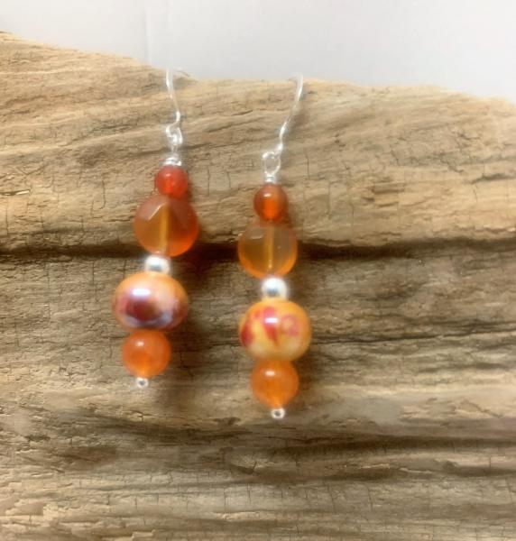 Carnelian Agate Drop Earrings #318 picture